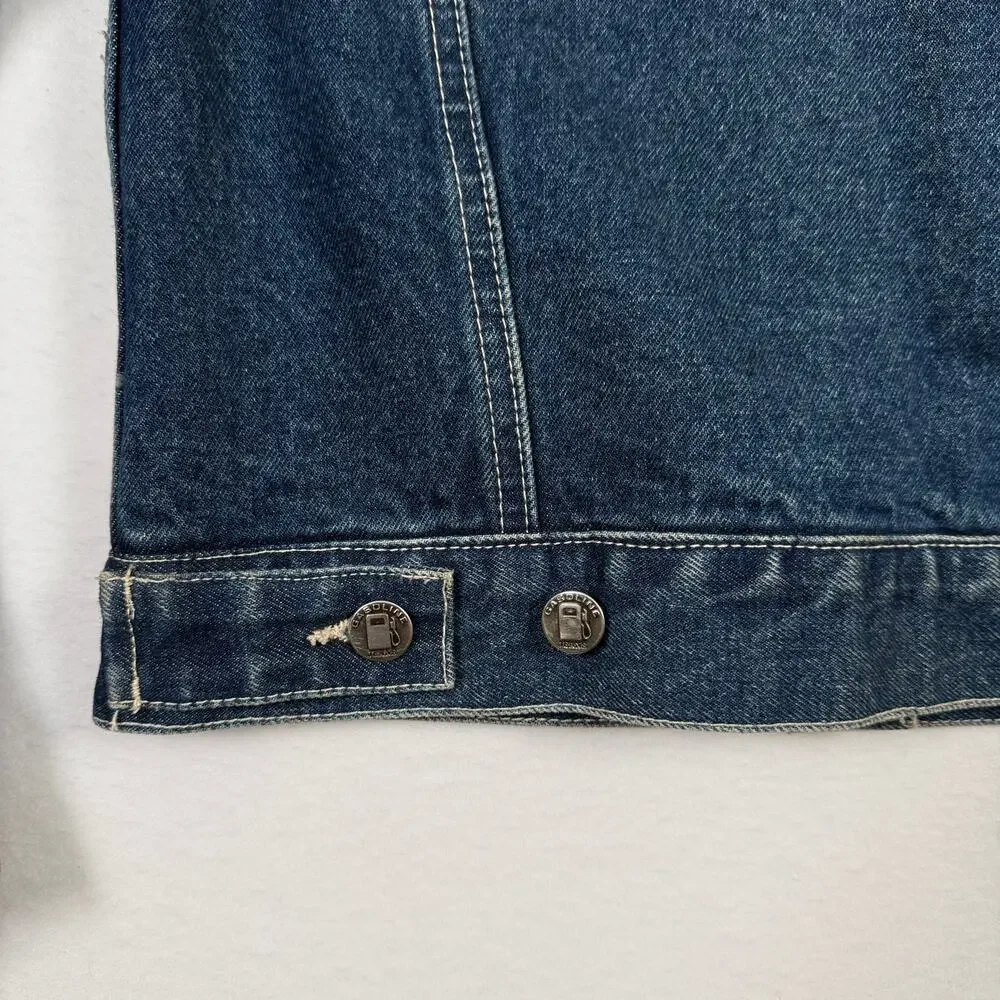 Gasoline Youth Medium Denim Jean Jacket Blue Cotton Button Front Y2K